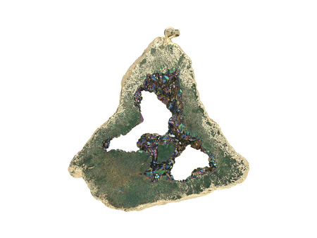 Agat druzy / zawieszka / w okuciu / plaster nieregularny / 70x68x10mm / ciemny morski / 1szt
