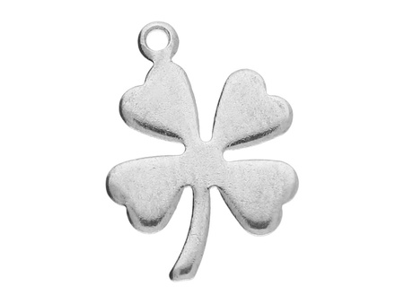 Koniczynka / zawieszka charms / stal chirurgiczna / 13x9x1mm / srebrny / 4szt
