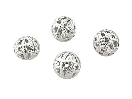 Kulki ozdobne / ażurowe / kolor jasny srebrny / 8mm / wielkość otworu 0,8mm / 30szt
