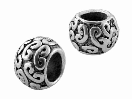 Oponka z zawijanym szlaczkiem / kolor srebrny / 10x7mm / otwór 5mm / 1szt
