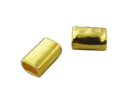 przekładka metalowa, tunel zgnieciony / kolor złoty / 19x14x10mm / otwór 6x10mm