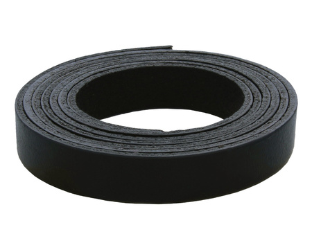 Rzemień naturalny z wadą / płaski / 8x2mm / czarny / 1m