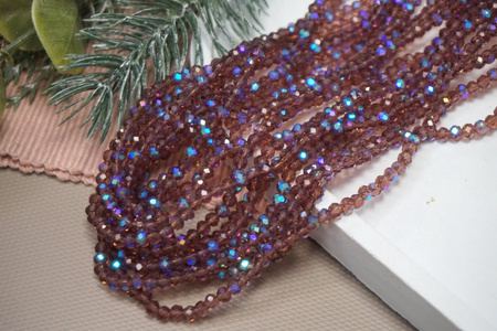 CrystaLove™ / kryształki szklane / rondelle / 3x4mm / Purple AB / 110szt