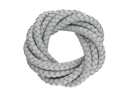 Rzemień naturalny / okrągły / pleciony / 3mm / szary / 20cm