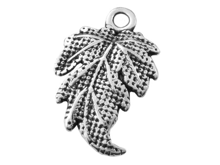 Zawieszka charms liść klonu / srebrny / 20x13mm / 1szt