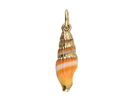 Muszelka ze złotym zdobieniem / zawieszka / brązowy / 29x8mm / 1szt