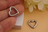 Karabińczyk serce/ stal chirurgiczna / 14x14mm / srebrny / 1szt