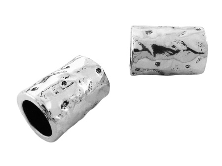 Przekładka metalowa, tunel ze wzorem / kolor srebrny / 16x12mm / otwór 8mm
