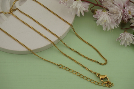 Łańcuszek pancerka/ stal chirurgiczna / 1,5mm / złoty / 40+5cm