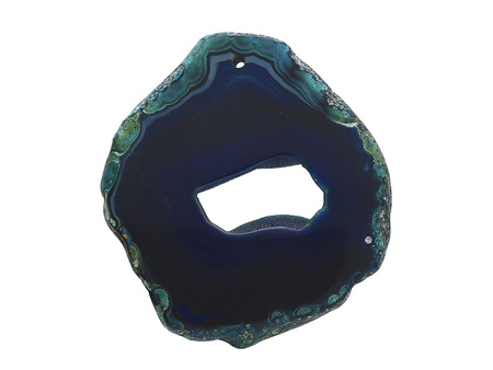 Agat / zawieszka / owal plaster nieregularny / 54x49x5mm / granatowy / 1szt