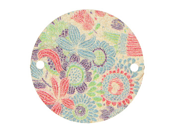 Moneta z kwiatami / łącznik / 20mm / mosiądz / niebieski, złoty / 1szt