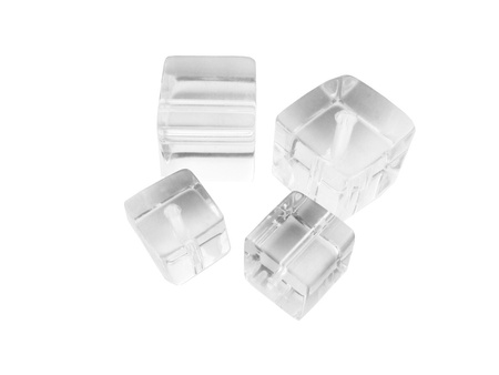 Koraliki szklane, kostka / biały, przezroczysty / mix rozmiarów / 4szt