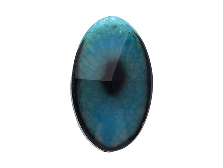 Agat / owal fasetowany / 38x24x13mm / zielono-błękitno-czarny / 1szt