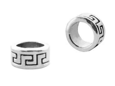 Przekładka walec, wzór egipski 4x8mm / kolor srebrny / otwór 5.5mm / 10szt