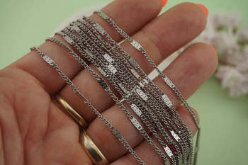 Łańcuszek pancerka z elementem ozdobnym / stal chirurgiczna / 2mm / srebrny / 40+5cm