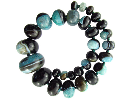 Agat / oponki / sznur stopniowany / 12-30mm / lazurowy, brązowy, czarny / otwór 2mm / 29szt