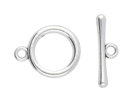 Zapięcie Toggle / klasyczne / 20x16 + 22x6.5mm / jasny srebrny / uchwyt 2mm / 1szt