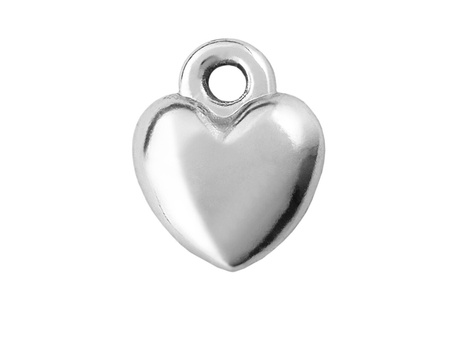 Serduszko wypukłe 12x9mm, zawieszka charms / kolor srebrny / otwór 1.7mm / 1szt