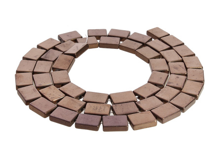Hematyt, kamień naturalny / prostokąt / 6x8mm / Bronze / otwór 0.7mm / 50szt
