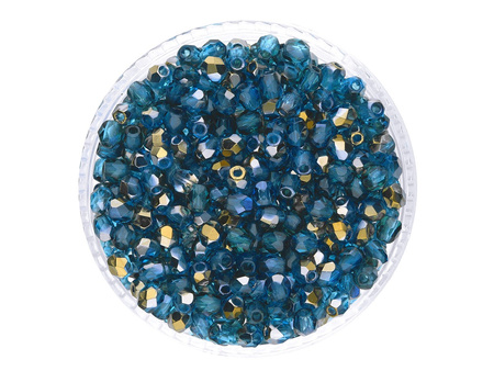 Firepolish™ / koraliki szklane / 3mm / Bronze Iris / Dark Aquamarine / 40szt