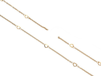 Łańcuszek z sercami / stal nierdzewna / 2x2.5mm, serce 5x6mm / złoty / 1m