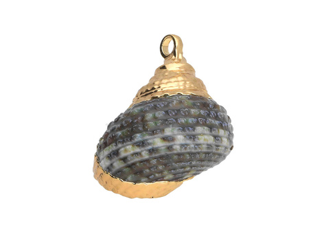 Muszelka ze złotym zdobieniem / zawieszka / szary / 21x15mm / 1szt
