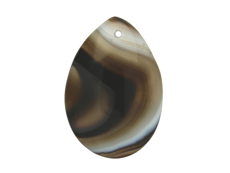 Agat / zawieszka / kropla / 42x29x6mm / brązowy, biały / 1szt