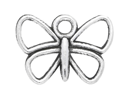 Motyl / zawieszka charms / 11x16x1.5mm / srebrny / 8szt