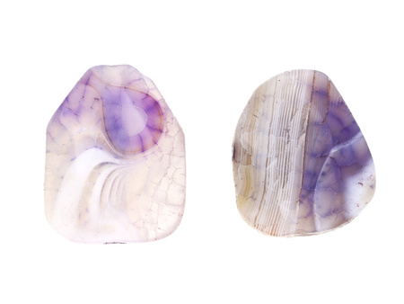 Agat / kropla nieregularna, fasetowana / 23x18x8mm / fioletowo-biały / 2szt