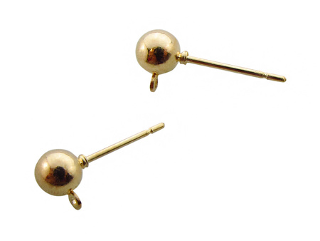 Sztyfty żelazne z kulką / 4mm / KC Gold / otwór 0.8mm / 6szt