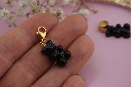 Miś czarny / zawieszka / żywica / stal chirurgiczna / 5,8x16,2mm / złoty / 1szt