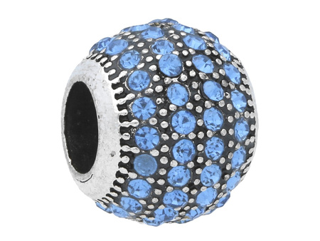 Oponka Glamm™ / przekładka / 80 cyrkonii / 10x11x11mm / srebrny, Montana Blue / otwór 5mm / 1szt