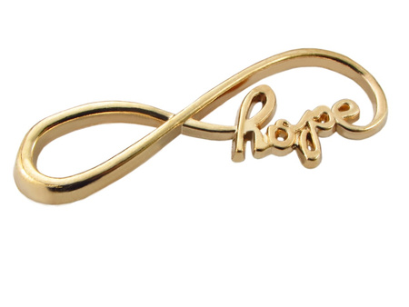 Łącznik metalowy znak nieskończoności, "Hope" / kolor złoty, KC Gold / 39x15mm