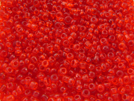 Koraliki szklane drobne, transparent ruby / 2,3mm / otwór round / 20g