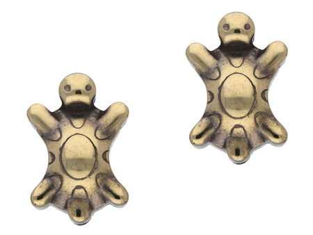 Hematyt, kamień naturalny / żółw / 13.5x9x5mm / Aged Gold / otwór 1mm / 2szt