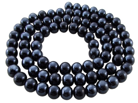 Koraliki szklane, lustrzane / czarny / 10mm / otwór 1mm / 85 koralików