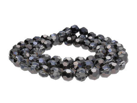 CrystaLove™ / kryształki szklane / ball / 3mm / grafitowy / transparentny, lustrzany / 200szt