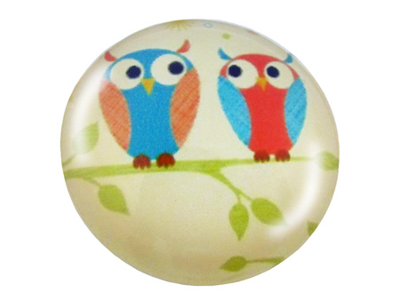 Kaboszony szklane z grafiką, K14 PT1051 / żółto-niebieski / 14mm / 4szt