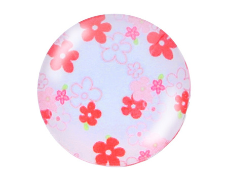 Kaboszon szklany z grafiką K12 PT1305 / biało-czerwony / 12mm / 4szt