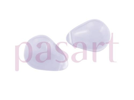 Koraliki szklane transparentne, kropla / biały / 19x14mm / otwór 1mm / 2szt