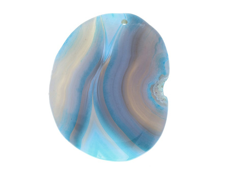 Agat / zawieszka / owal nieregularny / 57x43x9mm / szaro-błękitny / 1szt