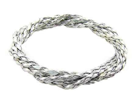 Rzemień ekologiczny, pleciony, okrągły / srebrny / 3mm / 1m