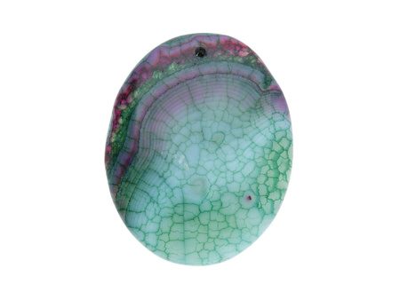 Agat / zawieszka / owal / 52x41x7.5mm / zielono-różowy / 1szt
