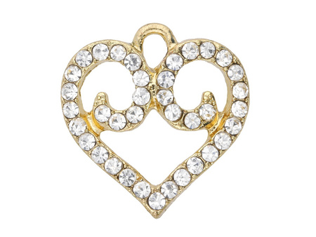 Serce Glamm™ / zawieszka charms / 37 cyrkonii / 19.5x19x3mm / kolor KC Gold / 1szt