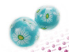 Koraliki fimo, błękitno-białe / kula / 14mm / otwor 1,5mm / 4szt