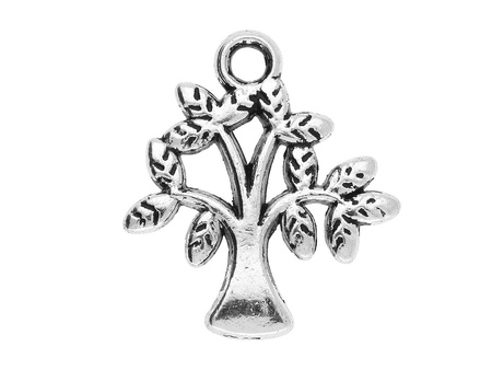 Drzewo / zawieszka charms / 18.5x17x2mm / srebrny / 4szt