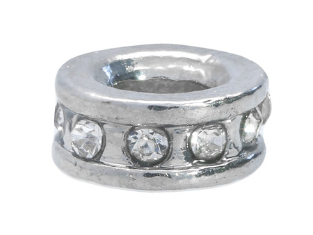 Obrączka Glamm™ / przekładka / 10 cyrkonii / 4x10mm / kolor oksydowany / otwór 4mm / 2szt