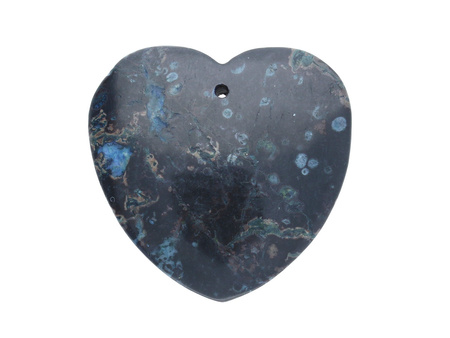 Jaspis oceaniczny / zawieszka / serce / 45x46x6mm / czarno-zielony / 1szt
