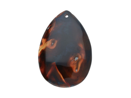 Agat / zawieszka / kropla / 50x34x5.5mm / brązowy / 1szt