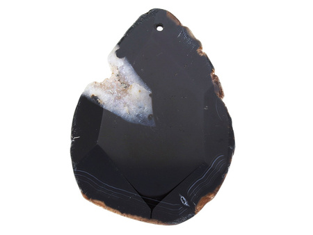 Agat / zawieszka / owal nieregularny / 67x49x8mm / czarny / 1szt